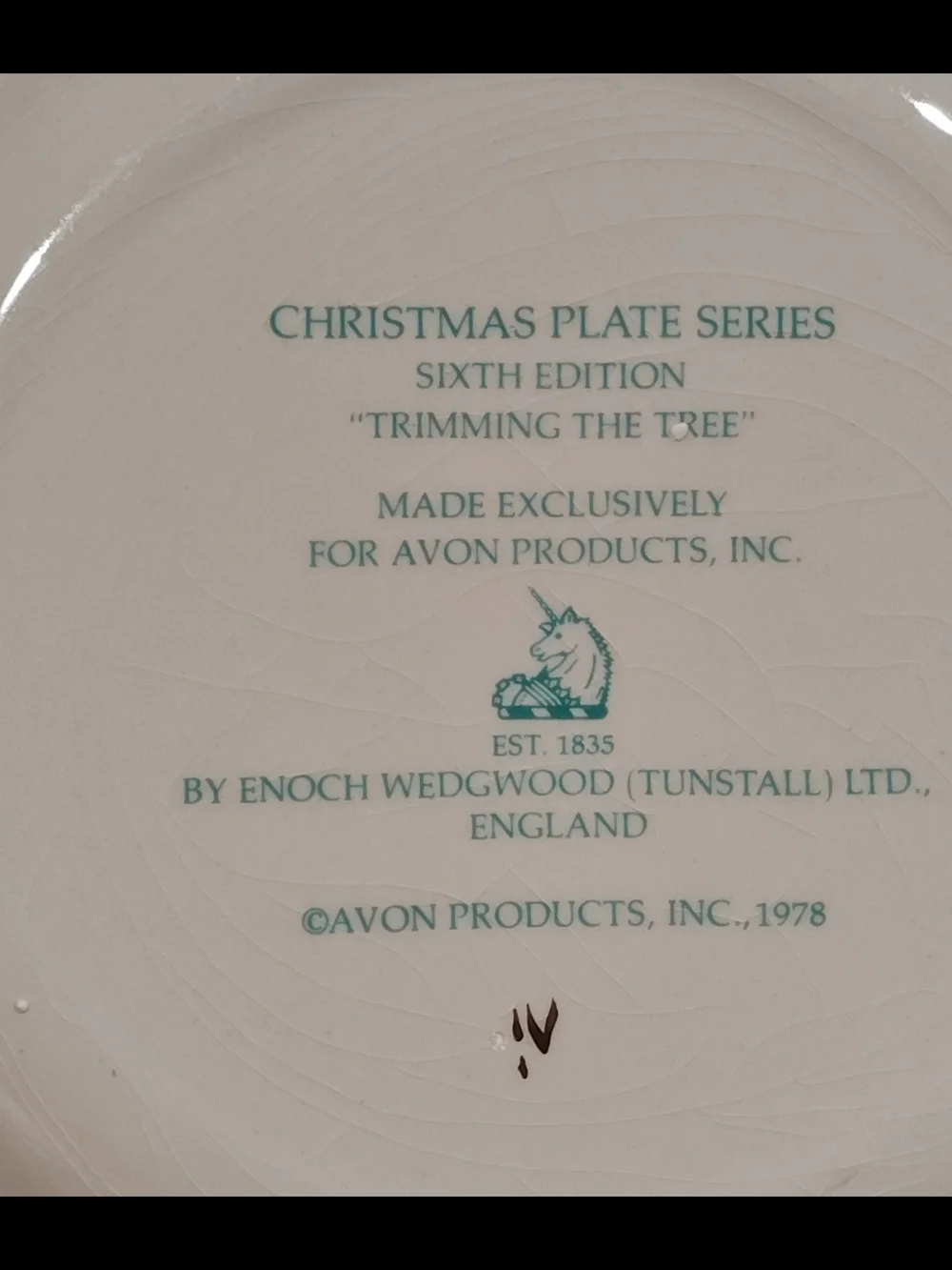 Vintage 1978 6th Edition Avon Christmas Plate 